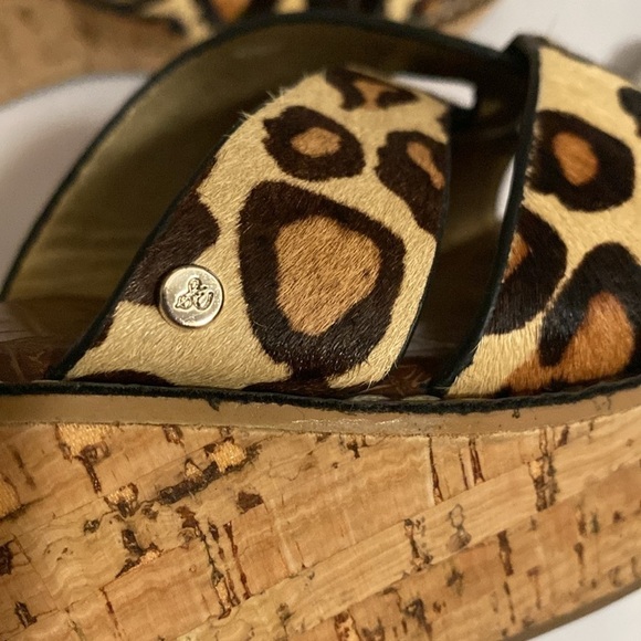 Sam Edelman RAYNERE Dyed horse Hair Wedges sandals Leopard Print cushion Size 10 - Picture 9 of 13